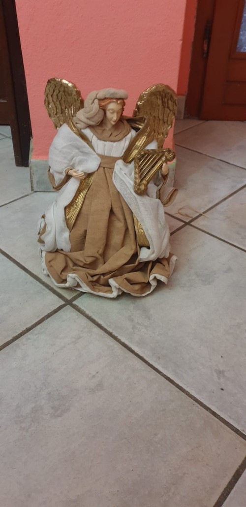 Angelo in stoffa e angelo porta candela